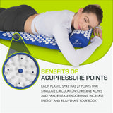 ProsourceFit Acupressure Mat and Pillow Set for Back/Neck Pain Relief and Muscle Relaxation, Blue Large