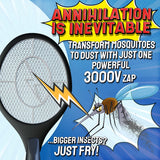 ASISNAI Bug Zapper Racket - Electric Fly Swatter & Mosquito Zapper for Indoor/Outdoor Insect Control - Battery-Operated Tennis Racket Zap - Lightweight & Portable High Voltage Bug Zapper - Black Mamba