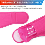 LotFancy Face Ice Pack Wrap with 4 Reusable Hot Cold Therapy Gel Packs, Pain Relief for TMJ, TMD, Chin, Wisdom Teeth, Oral and Facial Surgery, Dental Implants, Pink