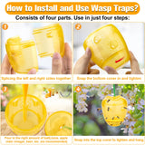 Protecker Wasp Trap Bee Traps Catcher, Wasp Traps Outdoor Hanging, Wasp Repellent Trap Deterrent Killer Hornet Insect Catcher, Non-Toxic Reusable Yellow Jacket Trap (Yellow, 2 Pack)