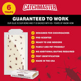 Catchmaster Roach Trap Glue Boards 6-Pk, Adhesive Bug Catcher, Scorpion, Spider, Cricket, & Cockroach Traps for Home, Bulk Glue Traps for House & Garage, Pet Safe Pest Control