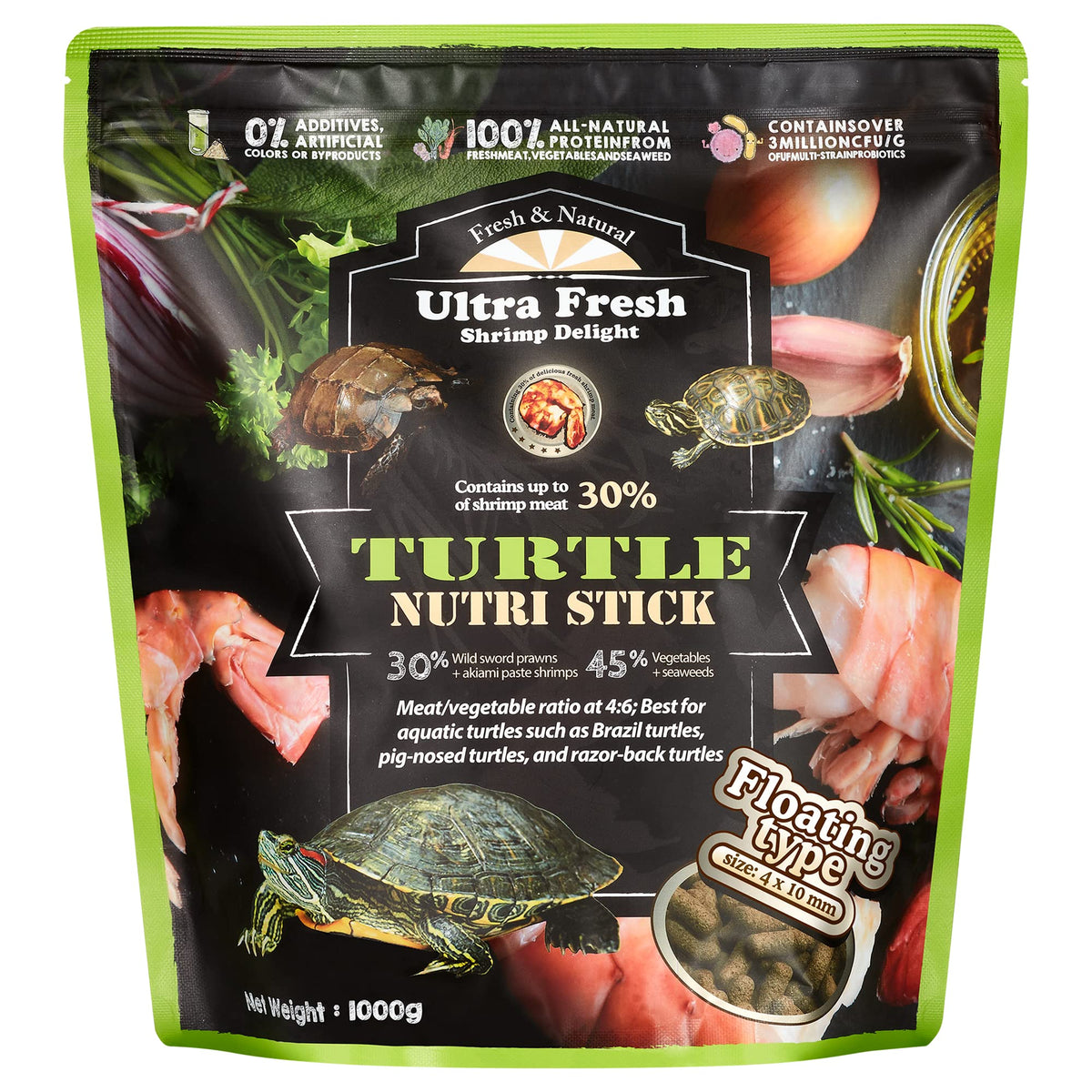 Ultra Fresh - Turtle Nutri Stick, Wild Sword Prawn, Calcium & Vitamin - Pet Turtle Kidney Health Supplements