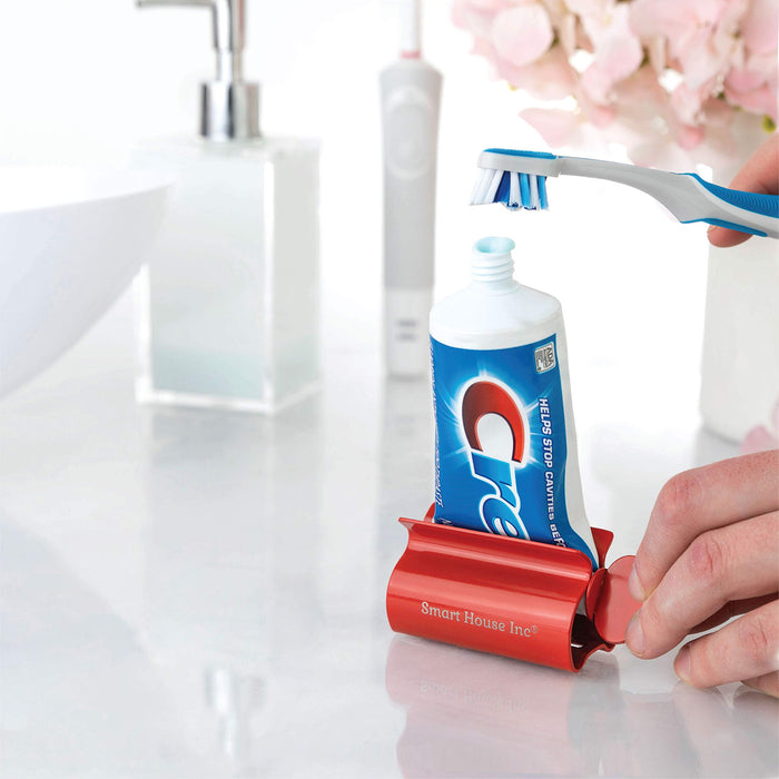 Toothpaste Squeezer Tube Roller Stainless Steel Tube Squeezer Rollers, Saves Toothpaste, Creams, Puts an end to Waste (Red)