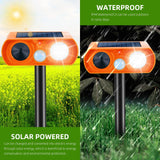 2PcsUltrasonic Animal Repellent Outdoor Solar Animal Repeller Waterproof with Motion Detection&Strobe Flashing Light Sensor forCat,Deer,Skunk Repellent Devices Deterrent for Yard,Garden,Farm