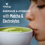 VitaCup Hydration Matcha Instant Packets, for Natural Energy and Detox, w/Electrolytes, Ceremonial Grade Organic Matcha, Coconut Water, Pink Himalayan Salt, Magnesium, in Single Serve Sticks, 40ct