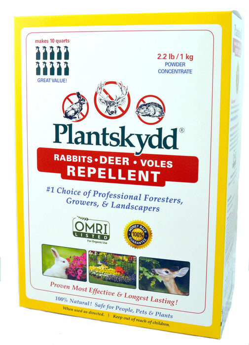 Plantskydd Animal Repellent - Repels Deer, Rabbits, Elk, Moose, Hares, Voles, Squirrels, Chipmunks and Other Herbivores; Soluble Powder Concentrate - 2.2 LB Box - Makes 2.5 Gallon Liquid (PSP-R2)