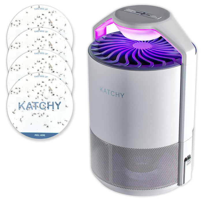 Katchy Indoor Insect Trap - Catcher & Killer for Mosquitos, Gnats, Moths, Fruit Flies - Non-Zapper Traps for Inside Your Home - Catch Insects Indoors with Suction, Bug Light & Sticky Glue (White)