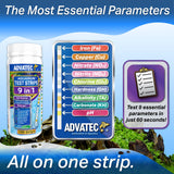 9 in 1 Aquarium Test Strips - For Fresh & Saltwater Aquariums, TEST FOR: Iron, Copper, Nitrate, Nitrite, Chlorine, Total Hardness, Total Alkalinity, Carbonate, pH - Fast LAB GRADE Results! (100 Count)