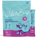 Waterboy Weekend Recovery | 3,187mg Electrolyte Powder Packets | Ginger + L-Theanine + Vitamins | No Sugar, All Natural, Gluten Free | 24 Drink Stick Mixes (Grape)