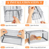 Qualirey 8 Pcs Rat Trap Humane Rat Trap No Installation Required Live Trap Chipmunk Trap Rodent Trap Mice Cage Mouse Traps for Indoor Outdoor Small Rodent Animal Hamsters Squirrel Mouse Voles Cage