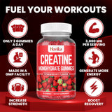 Creatine Monohydrate Gummies for Men & Women - 3g Creatine Monohydrate Tablet Chews - Easy Digesting, Fast Absorbing Chews - Build Muscle, Improve Recovery, Strength, and Endurance, 90Count, Low Sugar