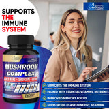 24000mg Mushroom Complex Supplements - Brain, Memory, Energy Production & Immune System - 13in1 Concentrated with Lions Mane Mushroom, Reishi, Turkey Tail, Maitake, Chaga & More - 90 Capsules