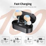 HearCare Rechargeable Hearing Aids for Seniors & Adults with Noise Cancelling, Hearing Amplifier with In Ear No Squealing, Magnetic Contact Digital Display Charging Case, Black