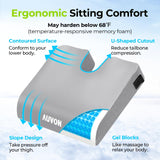 AUVON Gel Wheelchair Seat Cushion, Relieve Sciatica, Back, Coccyx, Pressure Sore and Ulcer Pain, Refreshing & Ergonomic Chair Cushion with Waterproof Silk Fabric, Anti-Slip Cover, Removable Strap