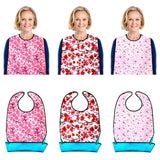 TaoTazon Adult Bibs,3 Packs Cherry Blossom Adult Bibs for Women Eating Washable with Crumb Catcher