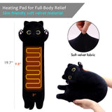 CRIMMY Heating Pad for Menstrual Cramps Period & Neck Shoulder Pain Relief, Portable Cuddly 19.7" Plush Cat with a Hot Soft Belly USB Powered, Gift for Daughter Girlfriend Wife (Black)