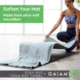 Gaiam Stay Put Yoga Towel Mat (Fits Over Standard Size - 68"L x 24"W), Lake, Large