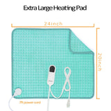 XXL Heating Pad for Back Pain & Cramps Relief - Hot Pad with 10 Heat Settings 6 Timer Auto Shut Off - 20" x 24" Heat pad - Fast Heating Moist and Dry Heat Therapy（Green） Washable