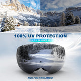 LAVOLLY Ski Goggles Snowboard Goggles Adult, 100% UV Protection Anti-Fog Snow Goggles Snowmobile Skiing Skating for Men Women Youth