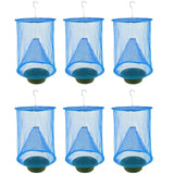 Ranch Fly Traps Outdoor Hanging Stable Fly Trap Reusable Fly Killer Cage Fly Catcher Bag with Bait Tray,Fly Repellent for Outdoor and Indoor Hanging Farms,Stable,Garden,Orchard,Park (Blue)