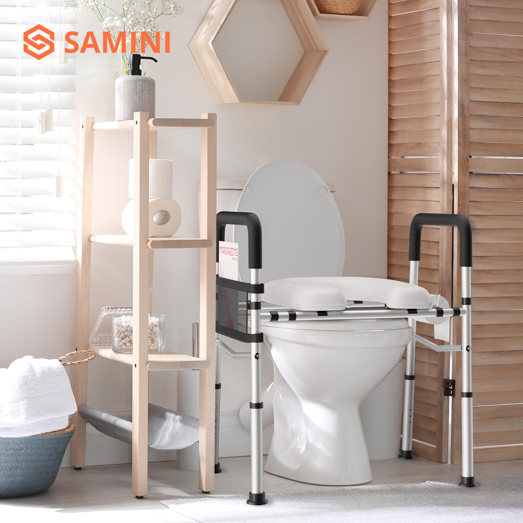 Toilet Seat Risers, Raised Toilet Seat Riser with Handles Elevated Ove