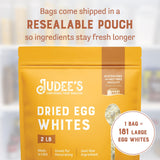 Judee’s Dried Egg White Protein Powder 2 lb - Pasteurized, USDA Certified, 100% Non-GMO - Gluten-Free and Nut-Free - Just One Ingredient - Made in USA - Use in Baking - Make Whipped Egg Whites