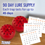 TERRO T2503-3 Ready-to-Use Indoor Fruit Fly Trap with Built in Window - 6 Traps + 270 Day Lure Supply