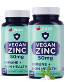 Yuve Natural Vegan Zinc Vitamins Supplements 50mg, Supreme Immune Support, Fast Relief from Colds and Flu, Acne Free Skin, Healthy Hormone Levels, Non-GMO, Gluten & Sugar Free - 100 Veg Tabs (2 Pack)
