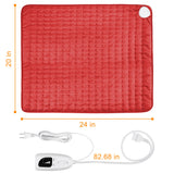 VIBOOS Heating Electric Pad for Back, Shoulders, Abdomen, Waist, Legs, Arms, Electric Heating Pad with Heat Settings, Timer, Heat Pad with Auto Shut Off, Red (20''×24'')