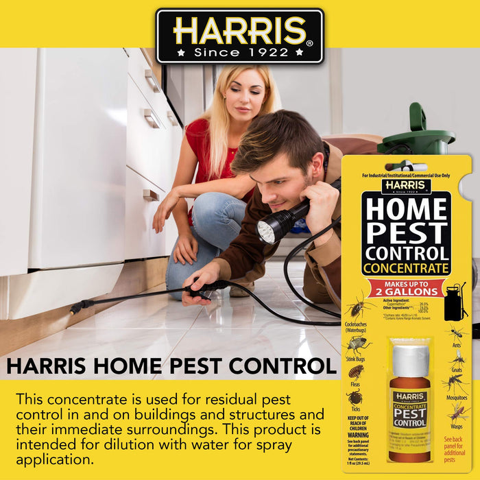 Harris Home Pest Control, 2-Gallon Concentrate - Kills Roaches, Ants, Stink Bugs, Fleas, Ticks, Gnats, Mosquitos, Wasps and More