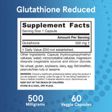Jarrow Formulas Glutathione Reduced 500 mg - 60 Veggie Capsules - Intracellular Antioxidant - Quality Glutathione Supplements - Supports Recycling of Vitamins C & E - Non-GMO - Gluten Free - Vegan