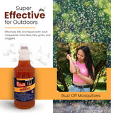 Flock Free Natural Mosquito Control Spray Concentrate, Repels Mosquitoes, Ticks, Fleas, Flies, Gnats, and Chiggers Away. Makes up to 32 Gallons! (32 oz Concentrate)