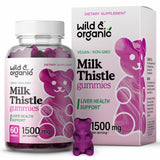 Wild & Organic Milk Thistle Gummies - Liver Cleanse & Repair Liver Supplement - Organic Silybum Marianum Herbal Supplements & Immune Support Gummy - Non-GMO 4:1 Extract - 60 Vegan Chews