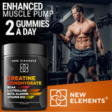 New Elements Creatine Monohydrate Gummies with BCAA L-Citrulline Beta Alanine & Vitamin B12 | The Ultimate Energy Booster | Muscle Builder | Best Pre Workout Supplement for Men & Women