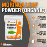 BULKSUPPLEMENTS.COM Organic Moringa Leaf Powder - Superfood Supplement, from Moringa Oleifera Leaf, Moringa Powder Organic - Vegan & Gluten Free, 3000mg per Serving, 500g (1.1 lbs)
