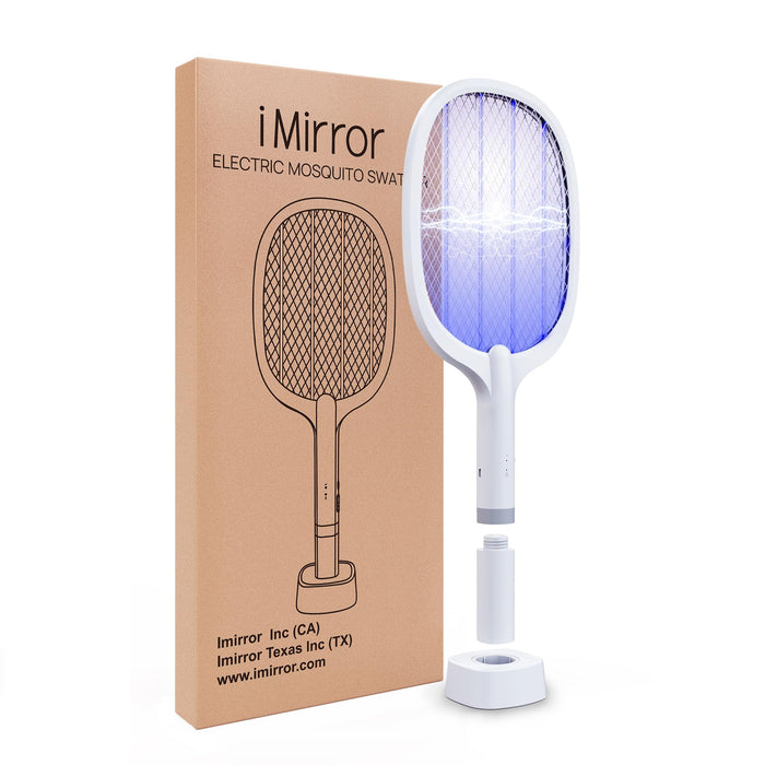 imirror Bug Zapper Racket, 2 in 1 Rechargeable Electric Fly Swatter Mosquito Zapper Swatter - 1 Pack