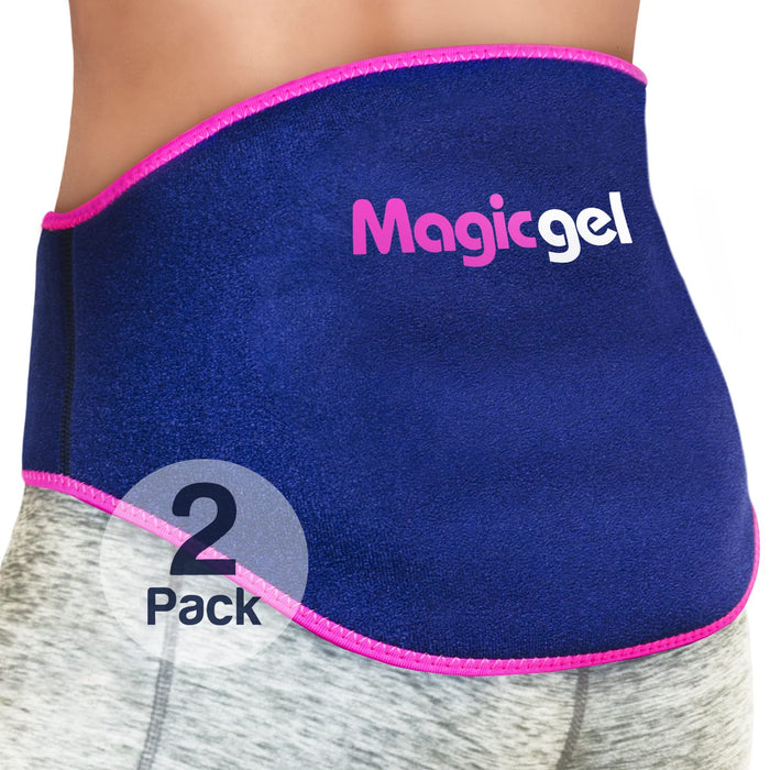 Magic Gel Ice Pack for Back Pain Relief | 2 Pack Lower Back Wrap for Hot or Cold Therapy | Relief for Lower Lumbar, Sciatic Nerve, Herniated or Degenerative Disc, Coccyx, Tailbone Pain