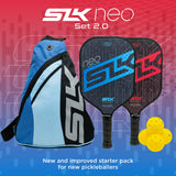 2024 SLK NEO 2.0 by Selkirk Pickleball Paddle Set | Pickleball Set of 2 Pickleball Paddles, 4 Pickleball Balls & Sling Bag | Graphite Face, SpinFlex Textured Surface | Built for Traction & Stability