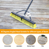 24 Inches Push Broom Outdoor Heavy Duty Broom with 63" Long Handle for Deck Driveway Garage Yard Patio Concrete Floor Cleaning Yellow