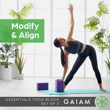 Gaiam Essentials Yoga Block (Set Of 2) - Supportive Foam Blocks - Soft Non-Slip Surface for Yoga, Pilates, Meditation - Easy-Grip Beveled Edges - Helps with Alignment and Motion - Black