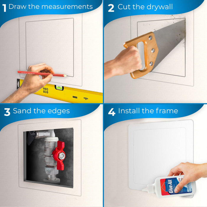 Access Panel for Drywall - 18 x 18 inch - Wall Hole Cover - Access Door - Plumbing Access Panel for Drywall - Heavy Durable Plastic White