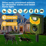 YARDefense Solar Powered Ultrasonic Animal Repeller with Flame Simulated Lighting Motion Sensor and Flame-Proof Enclosure Deters Stray Canines Foxes Raccoons Skunks Rabbits and Deer 2 Pack