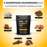 Inner Elevate Mushroom Chai - Ultimate Coffee Alternative - Adaptogenic Mushroom Tea Drink with Lion's Mane, Cordyceps, Chaga, Reishi, Turkey Tail (90 Servings)