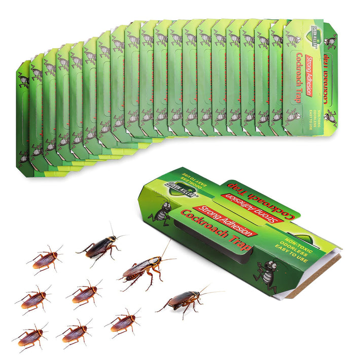 (20 Pack) Roach Traps Indoor,Roach Killer Indoor Infestation, Cockroach Killer Indoor Home, Cockroach Trap, Roach Motel, Pet-Friendly Roach Killer Indoor for Roaches, Ants, Spiders, Bugs, Beetles