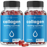 Collagen Boosting Gummies | Collagen Booster Gummy for Natural Collagen Production | Hair, Skin, Nails, Joint Support | Plant-Based Pectin Supplements Chews for Women & Men | 60 Peach Gummies (2-Pack)