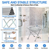 UGarden Folding Shower Chair Seat, Heavy Duty Stainless Steel Shower Chair for Inside Shower, 400lbs Portable&Compact Shower Stool, Safety Gray Bath Chair, Shower Stools for Seniors, Adults,Disabled
