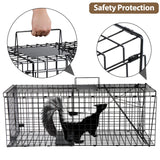 Toriexon Large Live Catch Animal Traps Black 42 X15 X17 Inch, Easy to Set and Release Live Animal Trap, Collapsible Large Animal Catcher Cage for Large Dogs, Foxes