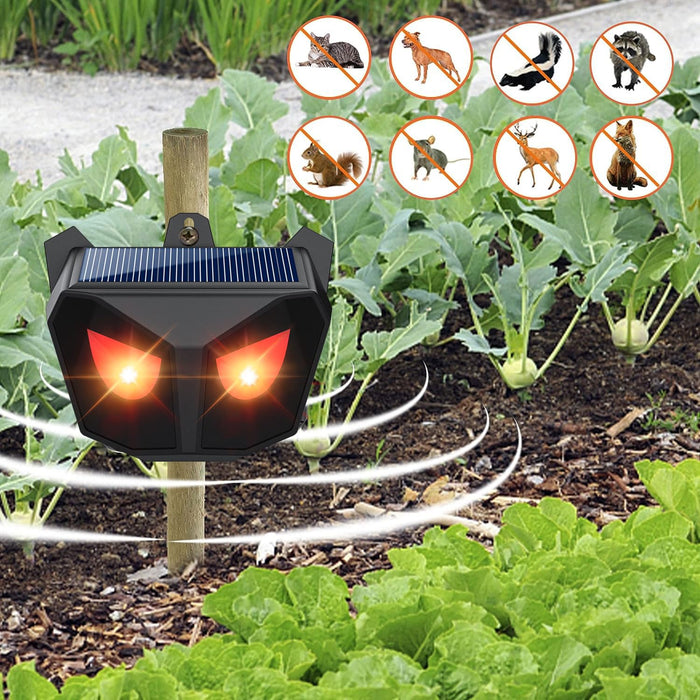 Solar Nocturnal Animal Repeller, Wild Animal Predator Deterrent with Red LED Lights,Waterproof. Scares Away Skunks, Deer, Coyotes, Foxes, Raccoons and Deer, Unit Count