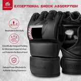 Liberlupus MMA Gloves for Men & Women, Martial Arts Bag Gloves, Kickboxing Gloves with Open Palms, Boxing Gloves for Punching Bag, Sparring, Muay Thai, MMA